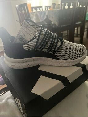 adidas Black and White Lightweight Athletic Sneakers